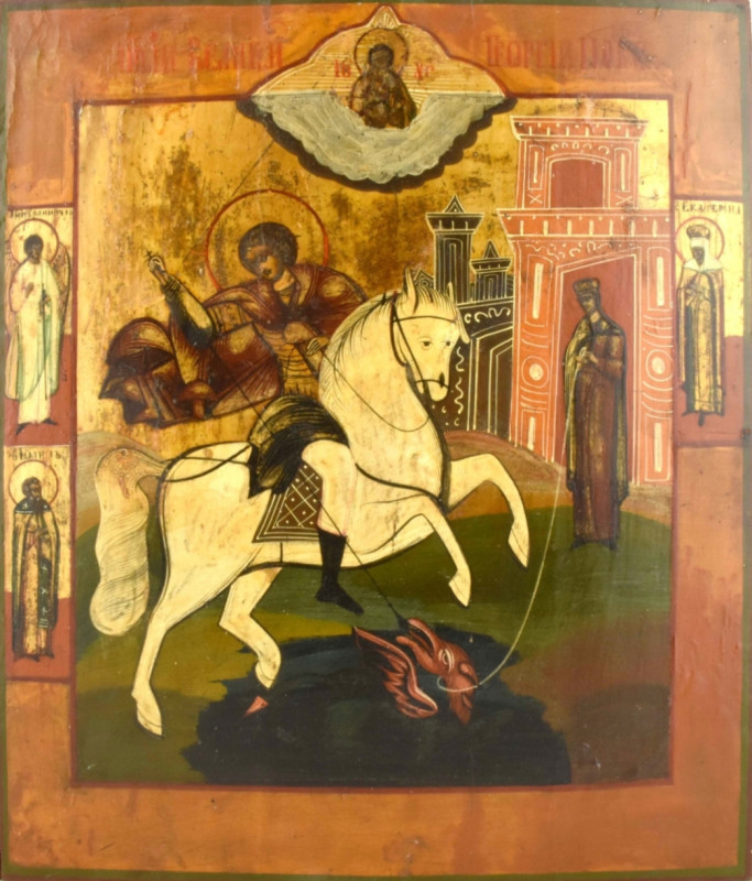 Antique 19c Russian icon of St.George (13297)