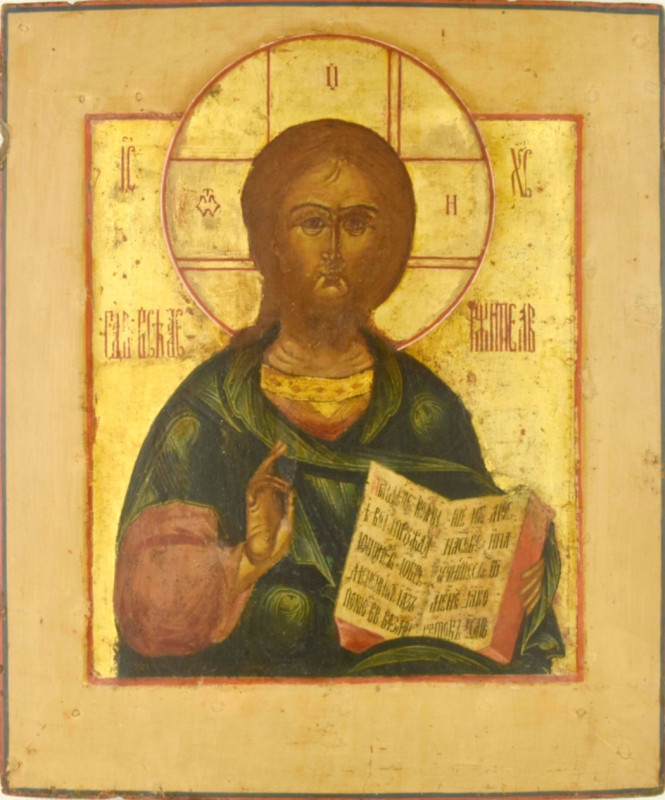 Antique 19c Russian icon of Christ The Almighty (13628)