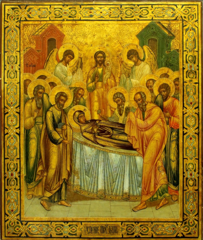 Antique 19c Russian icon of Dormition (69133)