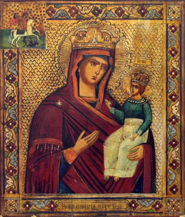 Antique 19c Russian icon of "Novodvorskaya" (76971)