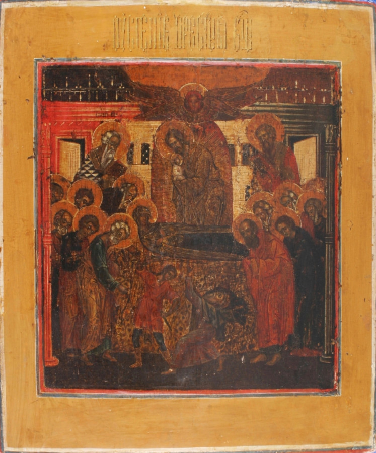 Antique 18c Russian icon of Dormition (25091)