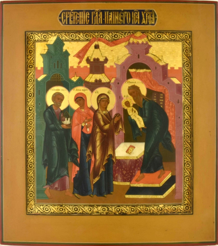 Antique 19c Russian icon of the Presentation of Christ (13634)