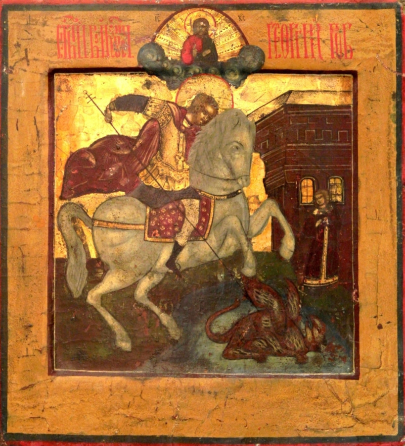 Antique 18c Russian icon of St George (79542)