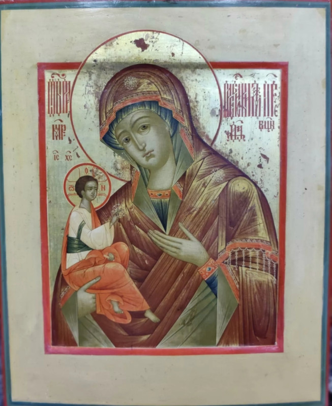 Antique 19c Russian icon of Grebenskaya(11038)