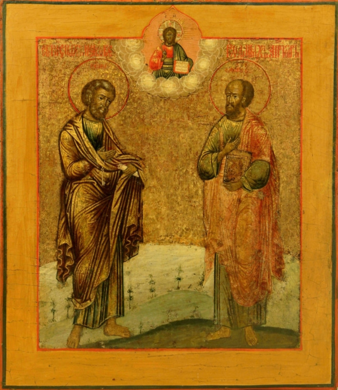 Antique 19c Russian icon of Peter & Paul (87641)