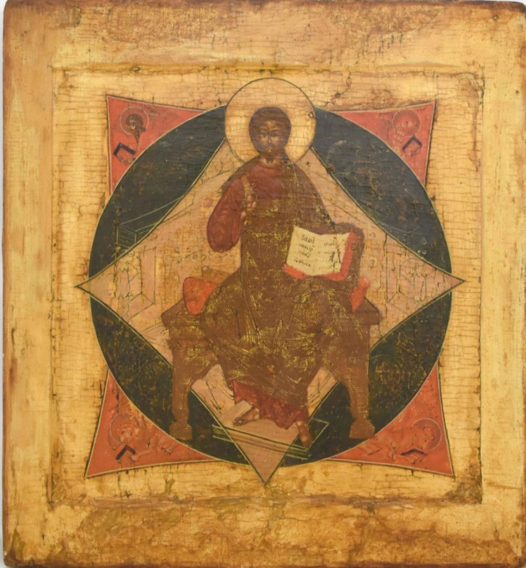 Antique 16c Russian icon Christ in Strength (12631)