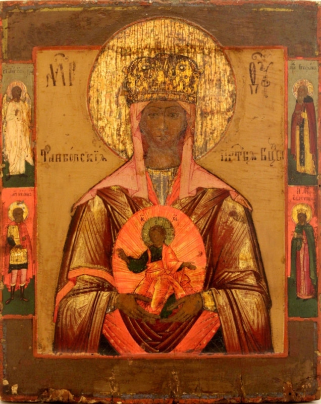 Antique 19c Russian icon of Tambolskaya (94631)