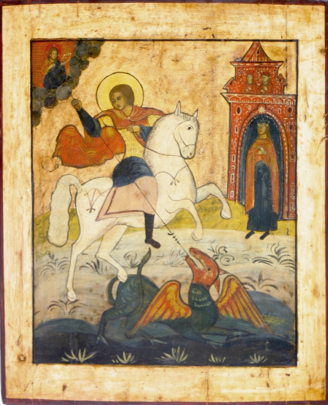 Antique 18c Russian icon of St.George (48611)