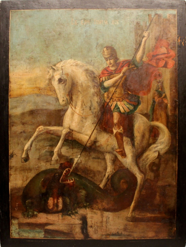 Antique 19c Russian icon of St George(53033)