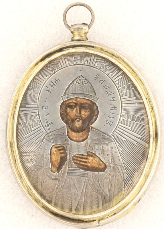 Antique 19c 84 Silver Russian icon of Vladimir (12611)