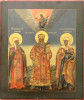 Antique 18c 84 Silver Russian icon of Three Saints (11307)