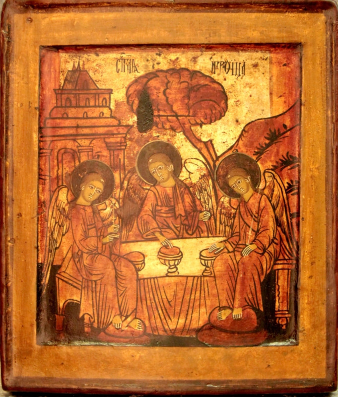 Antique 18c Russian icon of Trinity (78551)