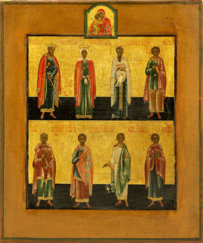 Antique 19c Russian icon of Selected Saints (87681)