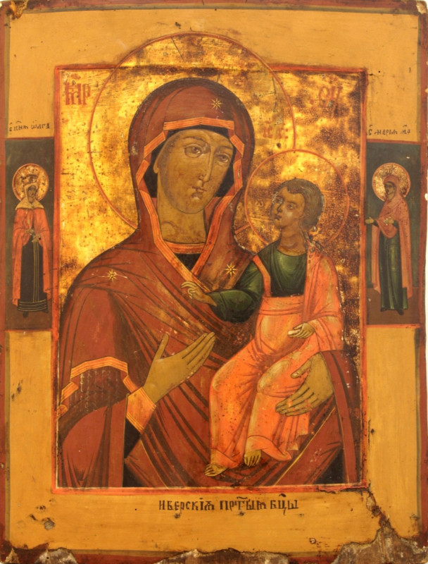 Antique 18c Russian icon of Iverskaya (89578)