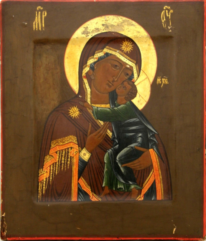 Antique 19c Russian icon of The Tolgskaya (100015)