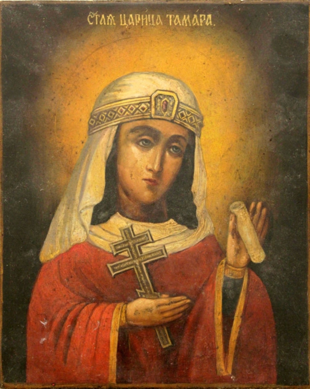 Antique 19c Russian icon of Tamara (11330)