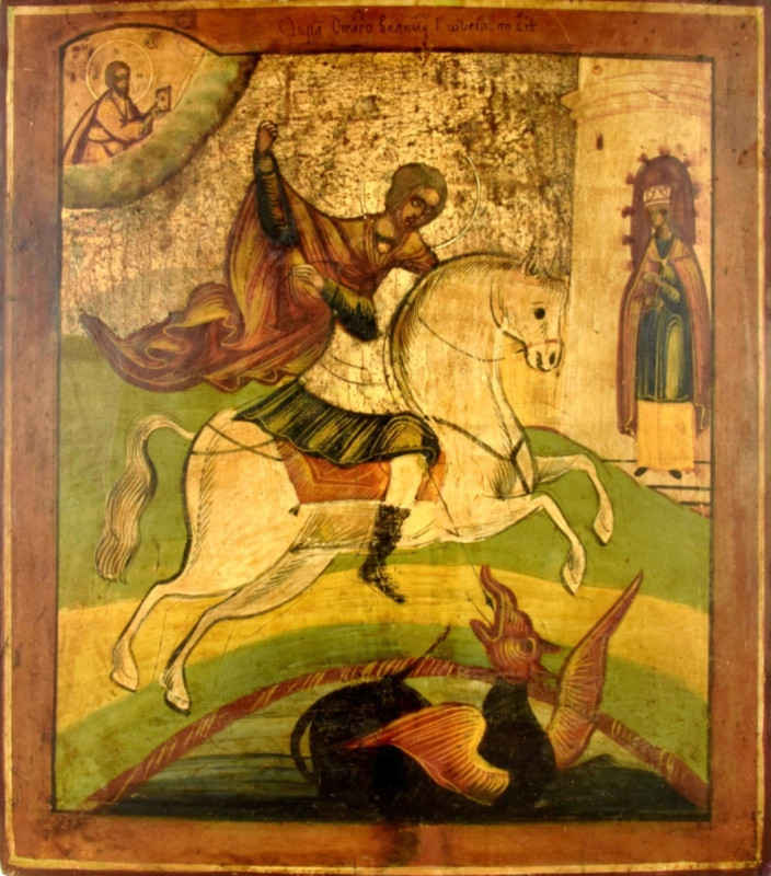 Antique 19c Russian icon of St George (13687)