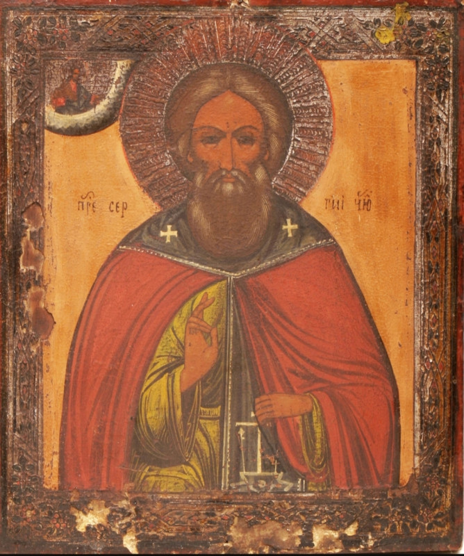 Antique 19c Russian icon of St Sergiy (36655)