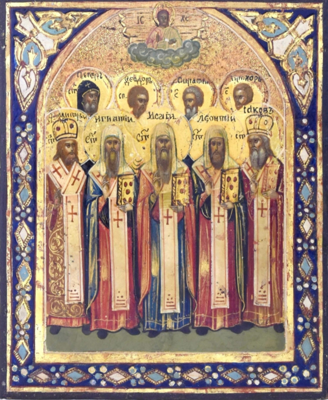 Antique 19c Russian icon of The Selected Saints (13004)