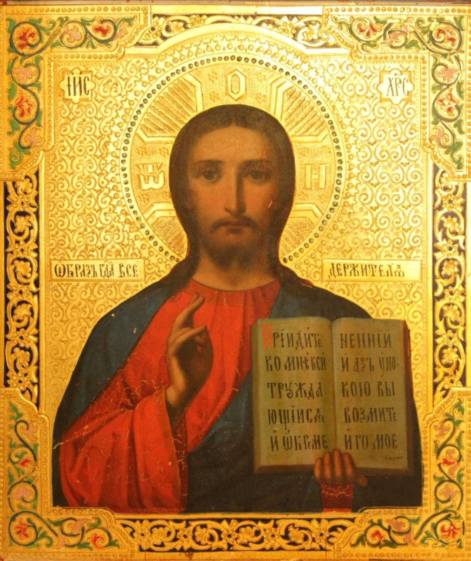 Antique 19c Russian icon of Christ Almighty (63282)