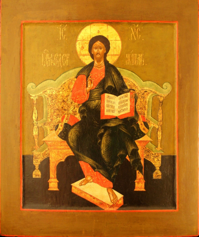 Antique 19c Russian icon of the Christ Enthroned (38005)