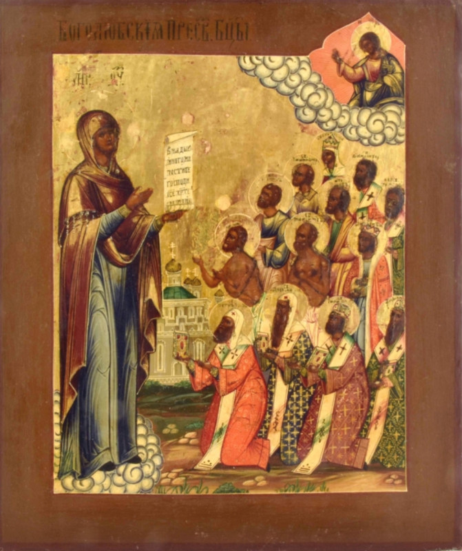 Antique 19c Russian icon of the BOGOLUBSKAYA(13508)