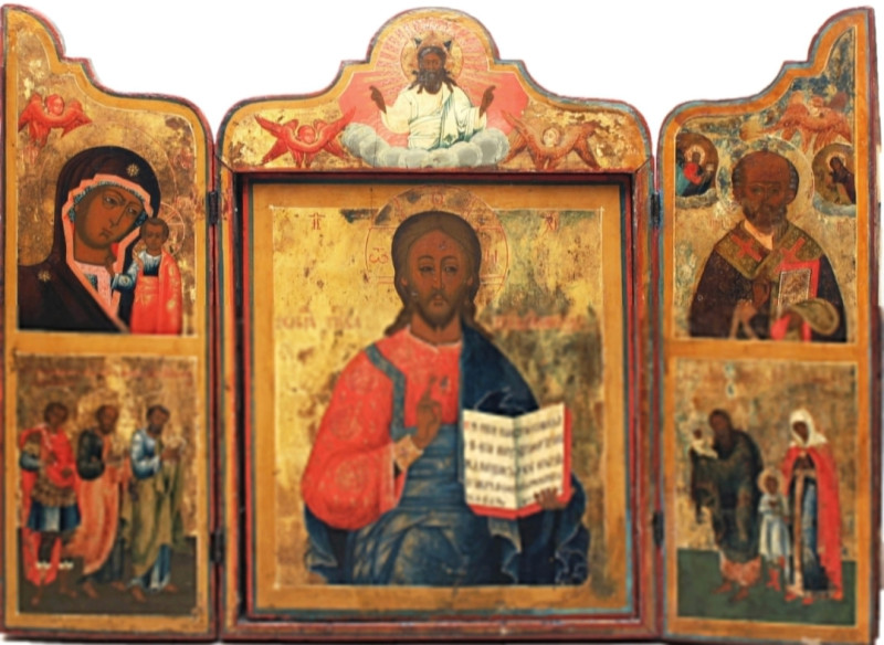 Antique 18c Monumental Russian Icon Skladen of Christ Almighty (38342)