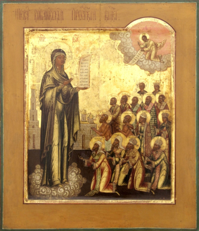 Antique 19c Russian icon of Bogolubskaya (11546)