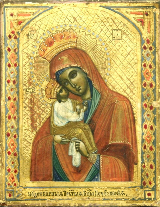 Antique 19c Russian icon of Pochaev (97744)