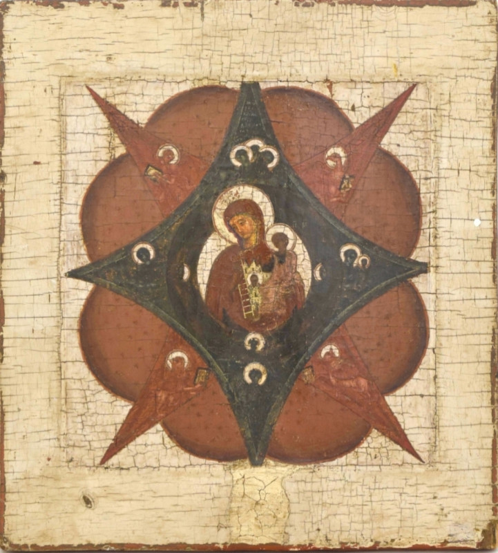 Antique 18c Russian icon of the Burning Bush (12795)