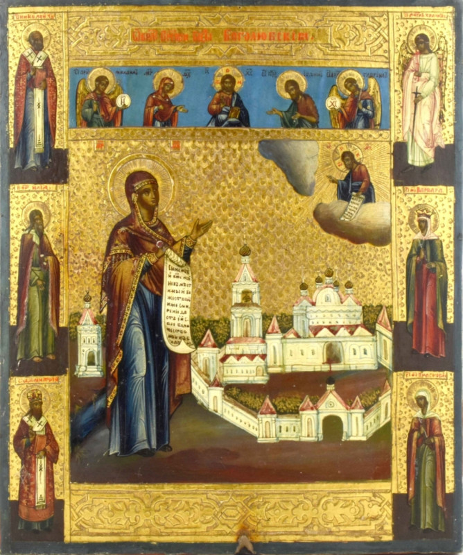 Antique 19c Russian icon of the Bogolubskaya (13260)