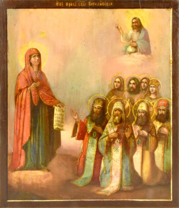 Antique 19c Russian icon of the Bogolubskaya (13291)