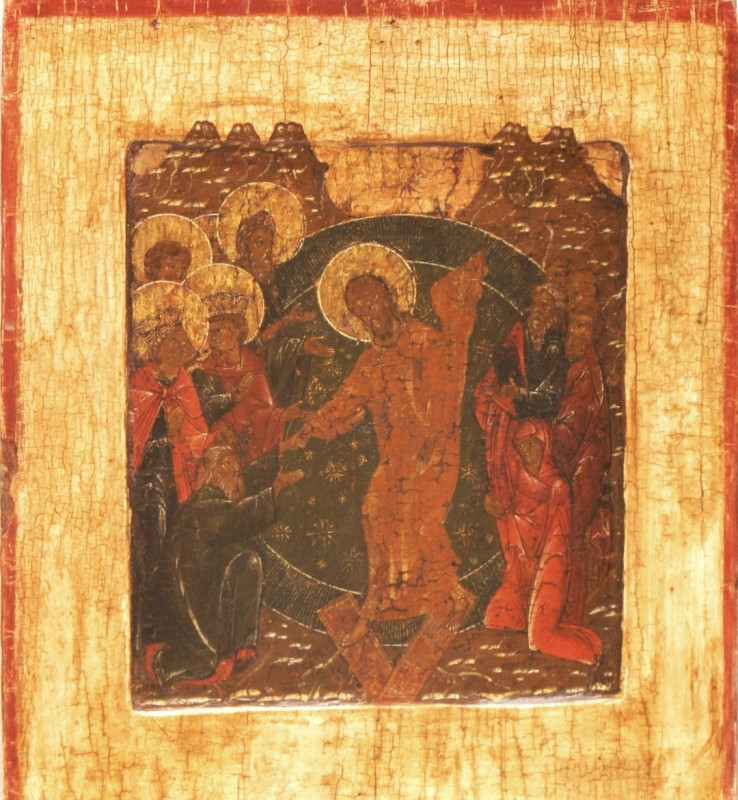 Antique 17c Russian icon of the Resurrection (36758)