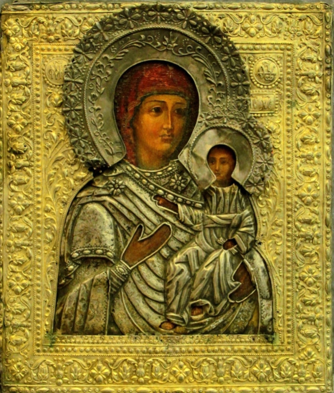 Antique 19c Silver Russian icon of Smolensk (78481)