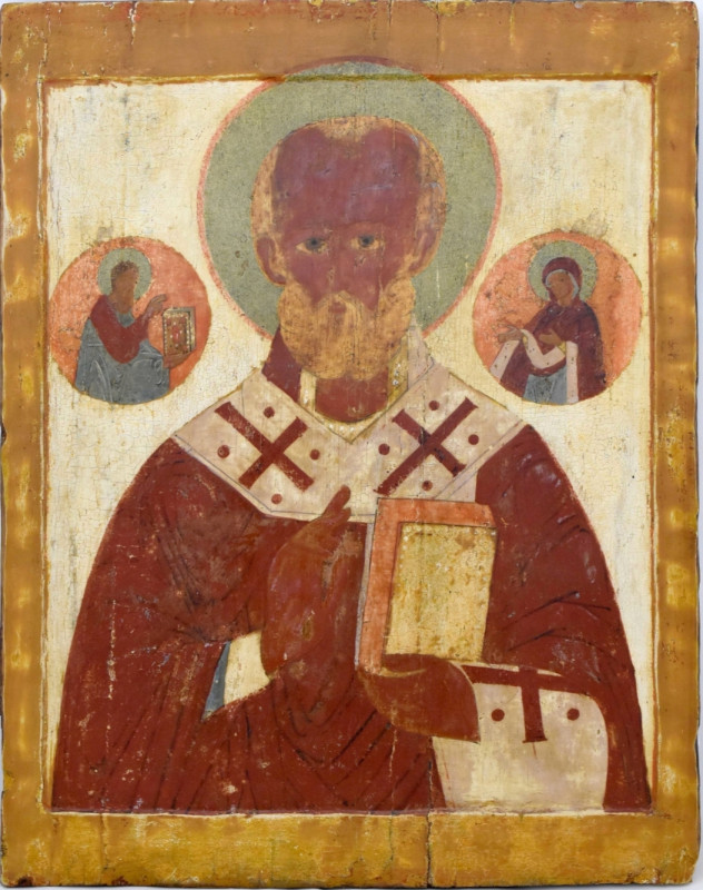 Antique 16c Russian icon of St Nicholas (12771)