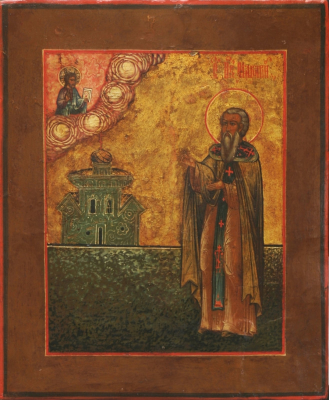 Antique 19c Russian icon of St Makariy (45069)