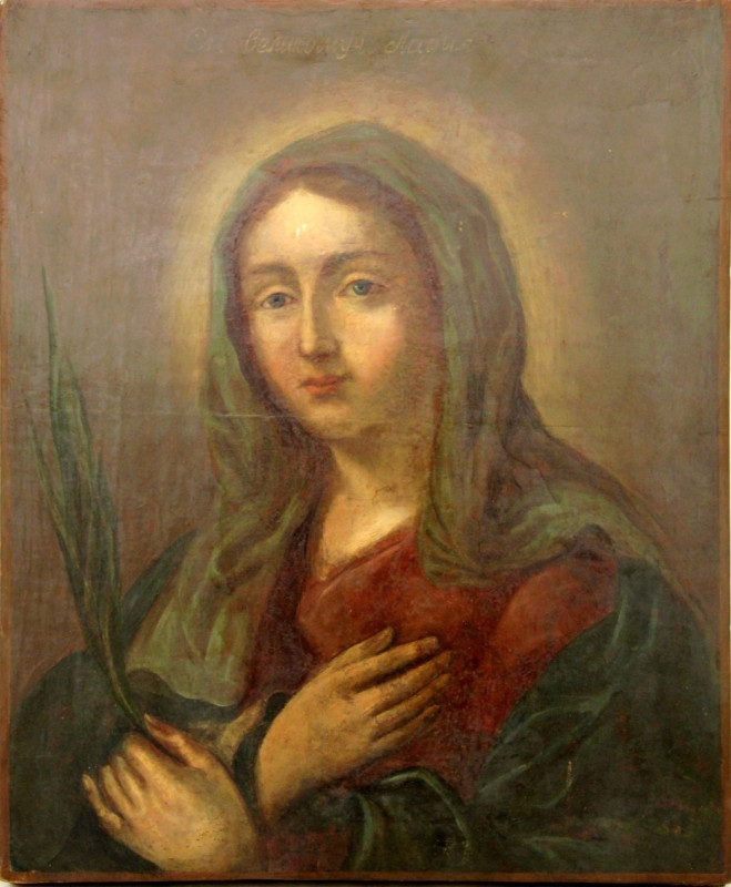Antique 19c Russian icon of St Lydia (11306)