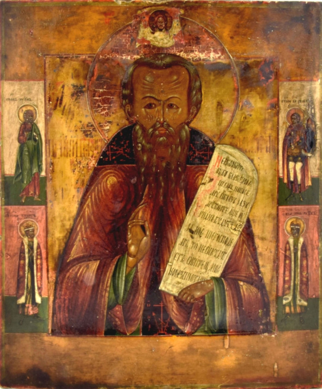 Antique 18c Russian icon of St Pafnutiy of Borovsk (13519)