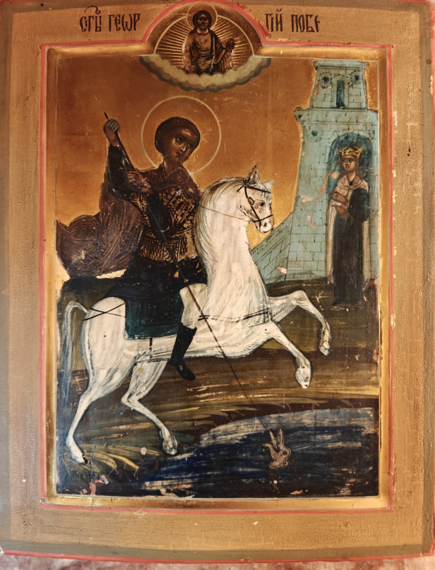 Antique 19c Russian icon of St George (2417)