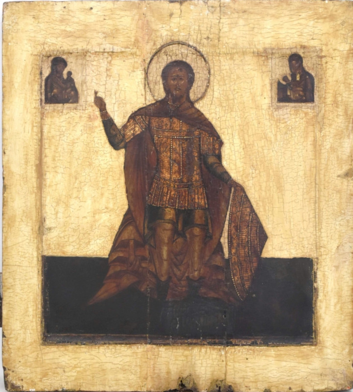 Antique 17c Russian icon of Theodore Stratilat (12792)