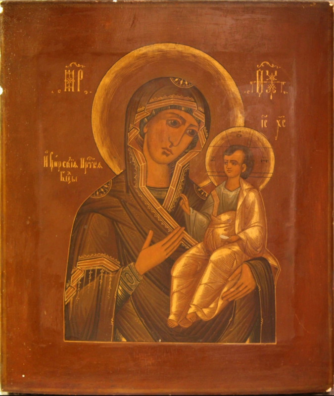 Antique 19c Russian icon Iverskaya (62491)