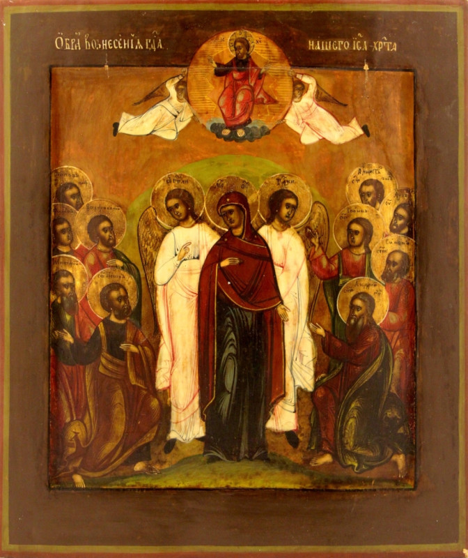 Antique 19c Russian icon of the Ascension of Christ (83555)