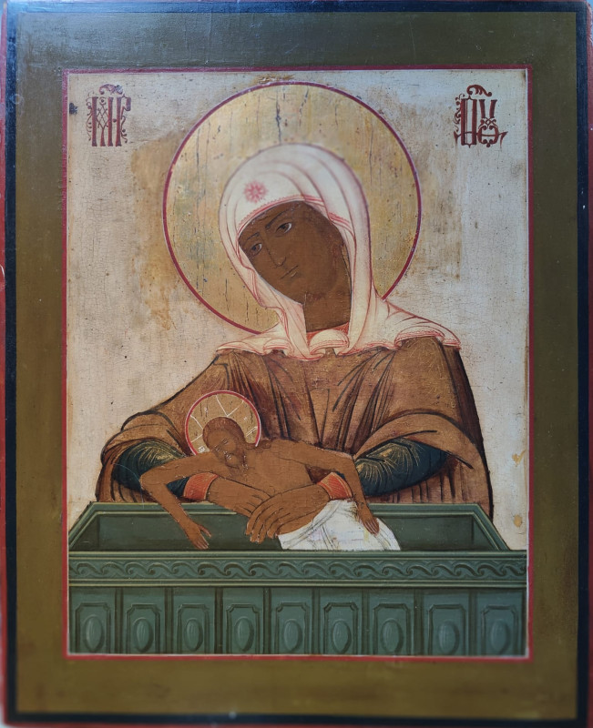 Antique 19c Russian icon of Don't Weep for me Mother (1017)