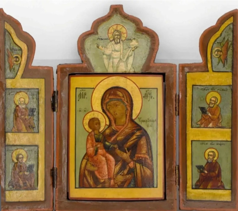 Antique 18c Russian icon Skladen of Mother of God of Three Hands (12509)
