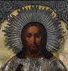 Antique 19c Russian 84 Silver icon of Christ (22555)