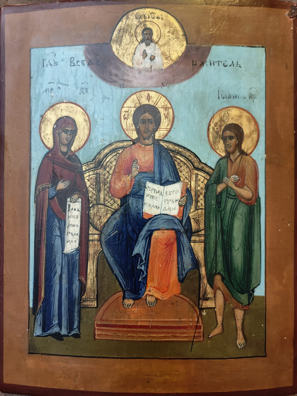Antique 19c Russian icon of Deesis (2354)