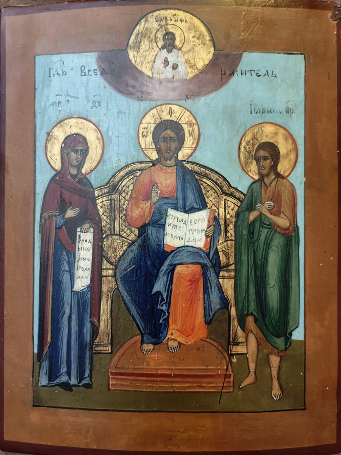 Antique 19c Russian icon of Deesis (2354)