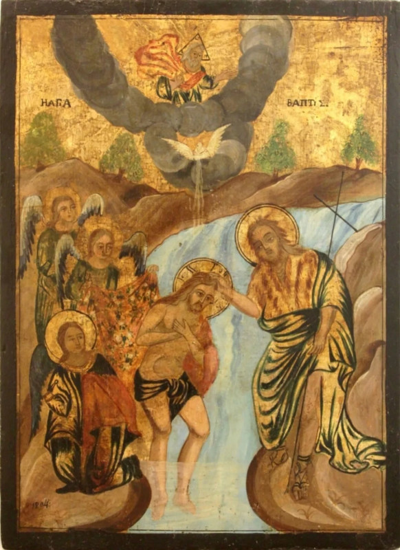 Antique 1804 Greek icon of Baptist of Christ (93446)