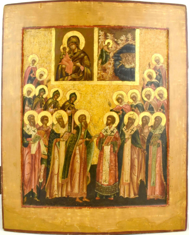Antique 18c Russian icon of Veneration (13313)