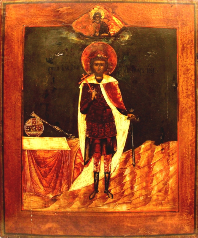 Antique 19c Russian icon of the St Alexander Nevsky (51701)